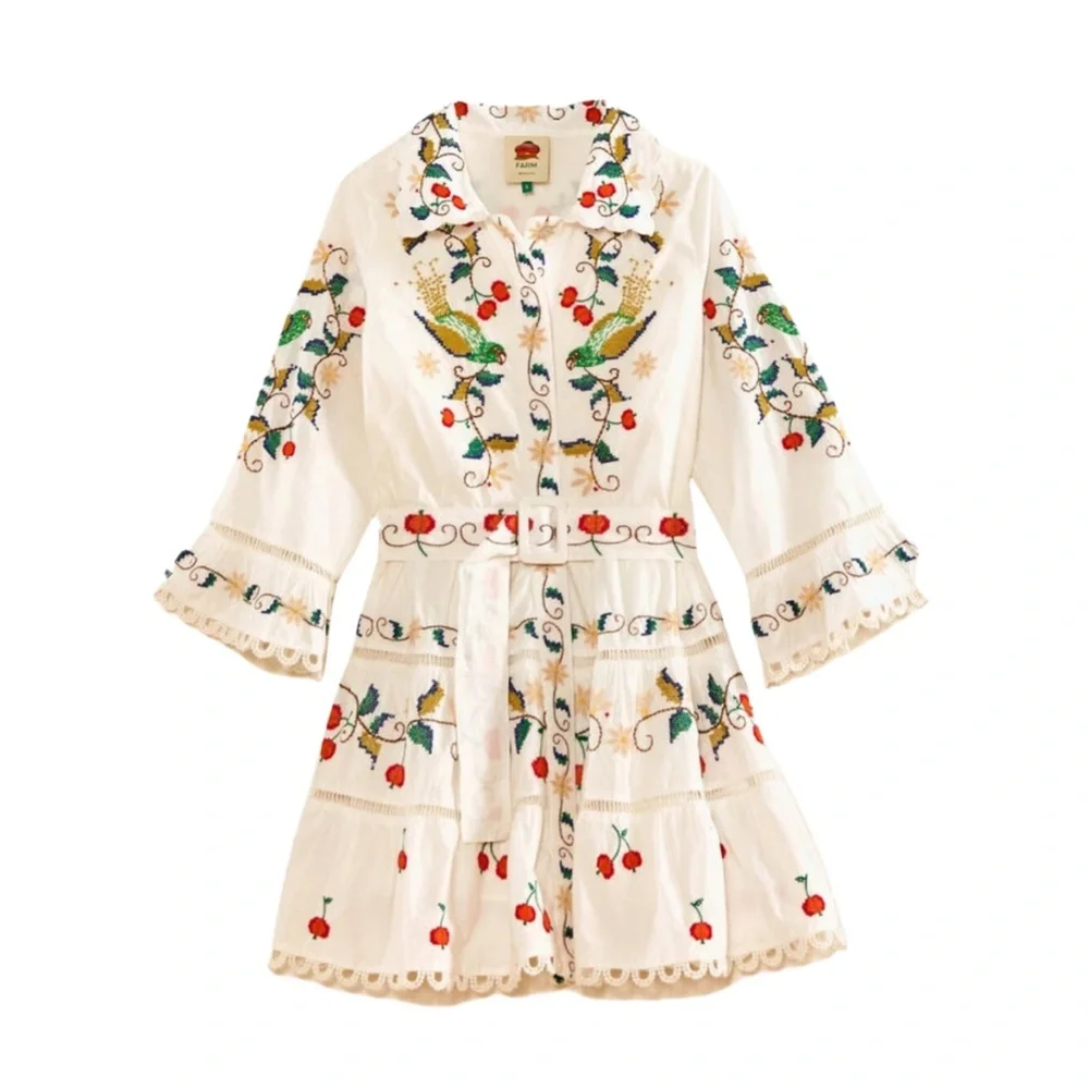 FARM RIO Pitanga Embroidered Belted Mini Dress - Picture 5 of 6